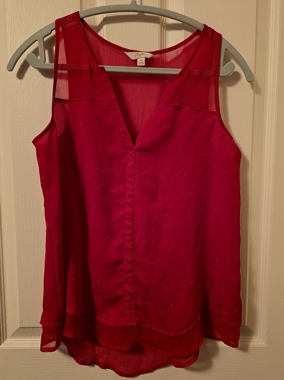 Candie's Red V-Neck Sparkle Chiffon Camisole